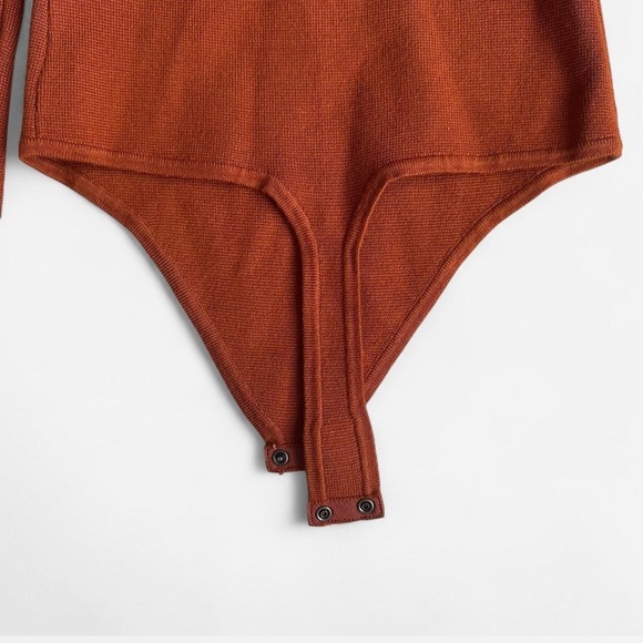 Abercrombie & Fitch NEW Sweater Bodysuit Burnt Orange Rust Thong Back Sz XS - Picture 5 of 7
